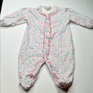Kissy Kissy Pink and Blue Floral Footie 0-3m a34